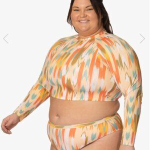 Jolyn Surf Zuma Print Moana Long Sleeved Crop Rashguard Rash Gaurd
